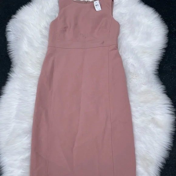 ann taylor pink sheath dress Ann Taylor Pink Sheath Midi Dress Scoop Neck